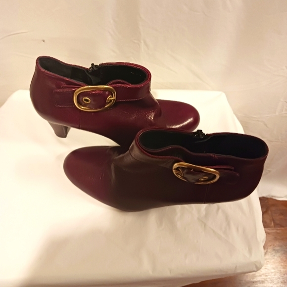 Coach Nicolete Kid Leather Ankle Boots Size 7/7.5B Color Bordeaux Made In Italy - Picture 4 of 8